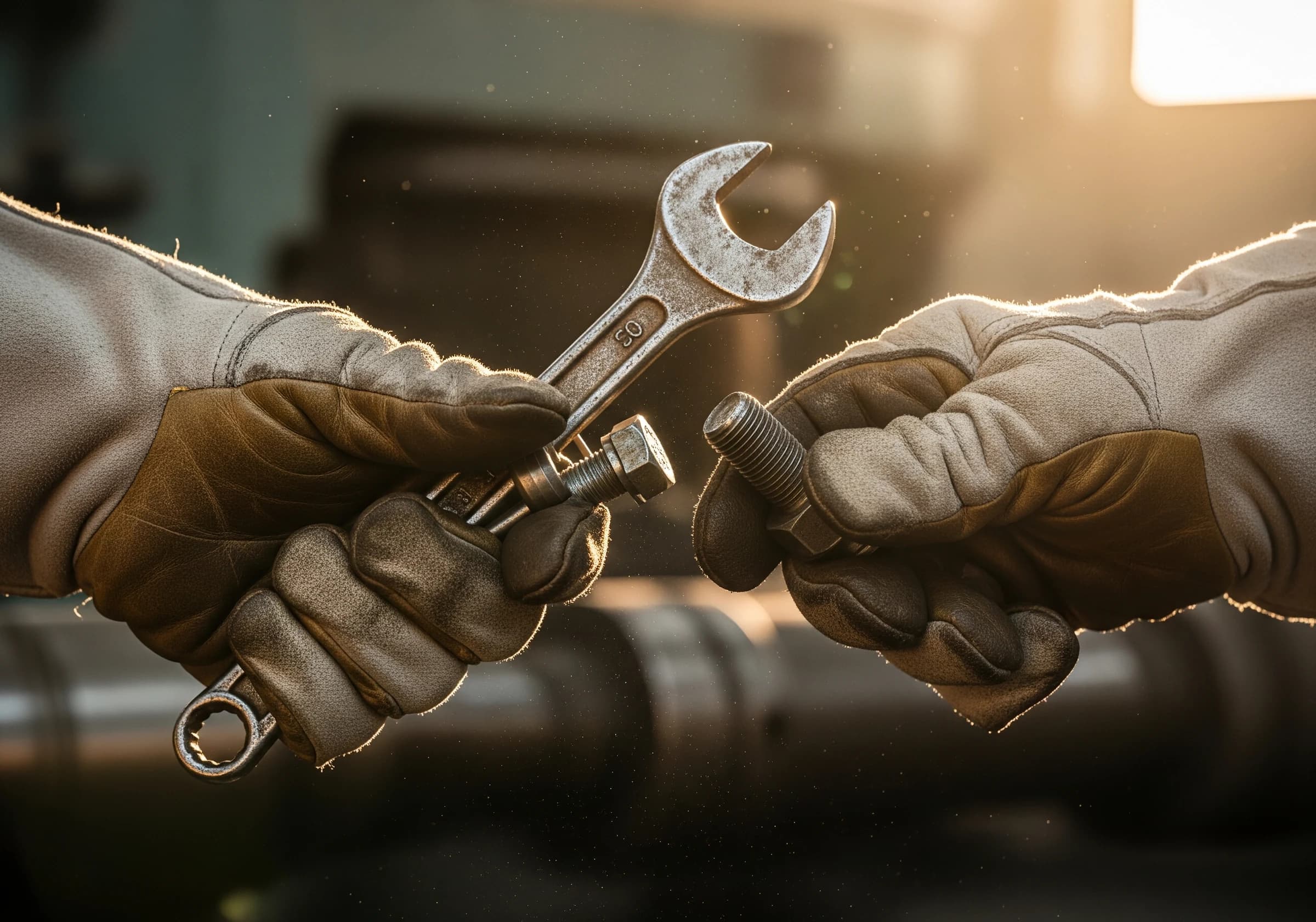 工具を持つ職人の手